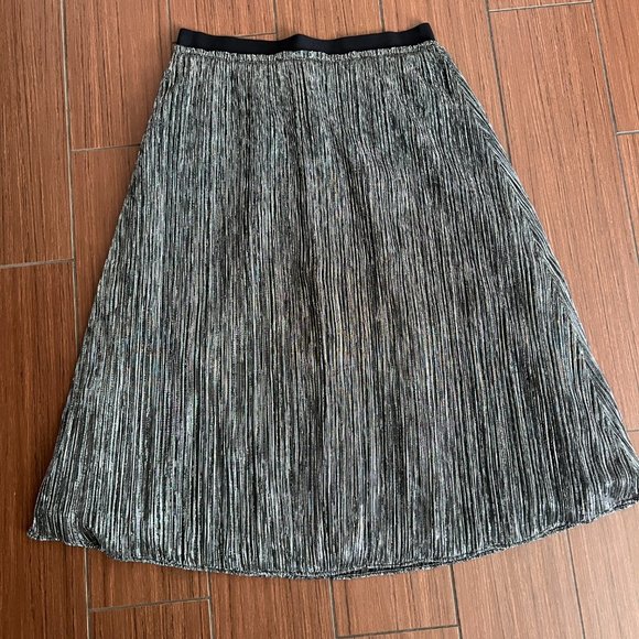 Loft Shimmer Midi Skirt - Black/Silver - Picture 2 of 7